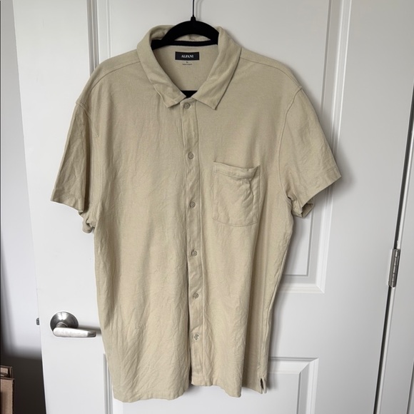 Alfani Other - Alfani Tan Casual Button Down Shirt Classic Short Sleeve